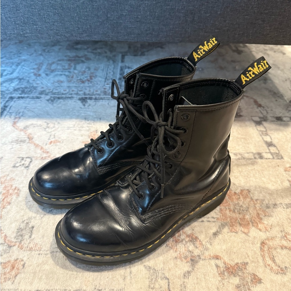 Dr. Martens Black Boots with Yellow Accents AirWair